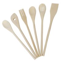 Kitchen Solutions set keukenlepels/pollepels - 6 stuks - hout - 30 cm