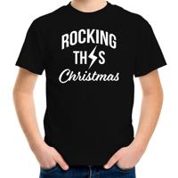 Kersttrui t-shirt - zwart - voor kinderen - KRocking this Christmas - Kerstkleding