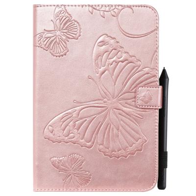 Voor iPad mini 2019 & 4 & 3 & 2 & 1 gedrukt afdrukken Butterfly patroon horizontale Flip PU lederen draagtas met houder & kaartsleuven & portemonnee &
