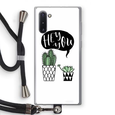 Hey you cactus: Samsung Galaxy Note 10 Transparant Hoesje met koord