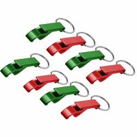 8x stuks Flessen openers met sleutelhanger groen en rood 6 cm - thumbnail