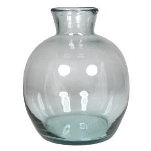 Floran Bol bloemenvaas - glas - transparant - smalle hals - 18 x 18 cm