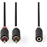 Stereo-Audiokabel | 2x RCA Male | 3,5 mm Female | Verguld | 1.00 m | Rond | Antraciet | Doos - thumbnail