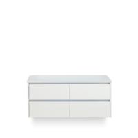 Dante Badmeubelset 120 cm - 4 laden Wit Hoogglans - Wastafel Bovenblad