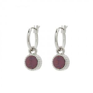 Biba Hang Oorbellen Zilver met Swarovski Steentje Cyclamen Opal