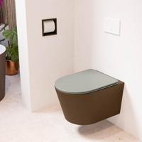 Wandcloset Mondiaz Lavie | Zonder spoelrand | Incl.Toiletzitting-Smoke | Keramiek | Rust (bruin)
