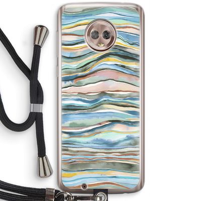 Watercolor Agate: Motorola Moto G6 Transparant Hoesje met koord