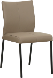 Taupe leren moderne eetkamerstoel Basic - poot vierkant zwart - Toledo Leer Mocca (taupe leer)