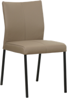 Taupe leren moderne eetkamerstoel Basic - poot vierkant zwart - Toledo Leer Mocca (taupe leer)