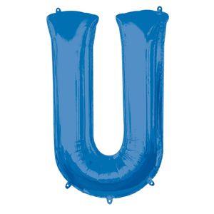 Folieballon Blauwe Letter 'U' - Groot