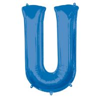 Folieballon Blauwe Letter 'U' - Groot - thumbnail