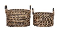 MUST Living Mand Basket Waterhyacint, Set van 2 stuks - Zwart, Naturel