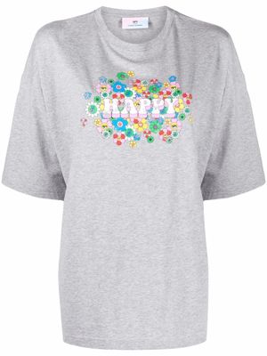 Chiara Ferragni t-shirt imprimé Happy à manches courtes - Gris