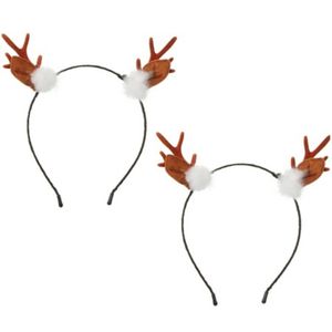 2x stuks kerst diadeems/haarbanden rendier gewei 19 cm kerstaccessoires