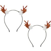 2x stuks kerst diadeems/haarbanden rendier gewei 19 cm kerstaccessoires