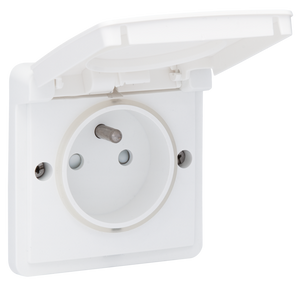 Niko Hydro waterdicht stopcontact 1-voudig met penaarde wit