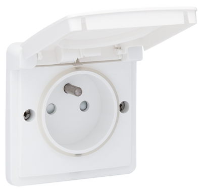 Niko Hydro waterdicht stopcontact 1-voudig met penaarde wit