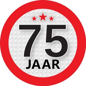 75 jaar versiering ronde sticker 9 cm