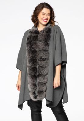 Poncho met bontkraag