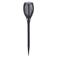Solar fakkels/toortsen - zwart met vlam effect - op zonne-energie - 62 cm