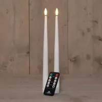 Anna&apos;s Collection LED gotische kaars 3d flame 30 cm wit 2 stuks