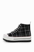 Hoge sneaker met plateauzool en ruitjes - BLACK - 37