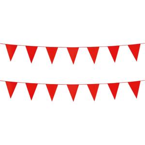 Party Vlaggenlijn puntvlaggetjes - 2x - kunststof - rood - 10 meter - Slinger - versiering