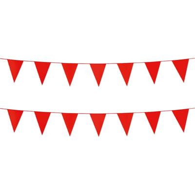 Party Vlaggenlijn puntvlaggetjes - 2x - kunststof - rood - 10 meter - Slinger - versiering