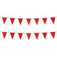 Party Vlaggenlijn puntvlaggetjes - 2x - kunststof - rood - 10 meter - Slinger - versiering Party Vlaggenlijn puntvlaggetjes - 2x - kunststof - rood - 10 meter - Slinger - versiering