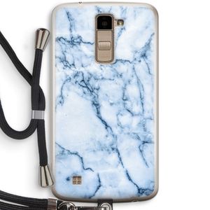 Blauw marmer: LG K10 (2016) Transparant Hoesje met koord