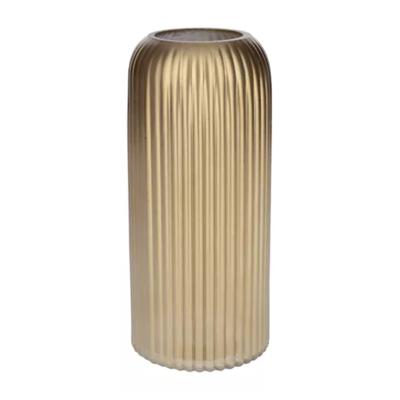 Bellatio Design Bloemenvaas - metallic goud - glas - D9 x H20 cm - vaas