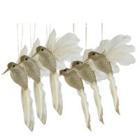 Kersthangers Kolibries vogeltjes - 6x st - goud - 8 x 12 x 2,5 cm - foam - kerstboomversiering