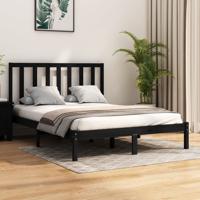 Bedframe massief grenenhout zwart 140x190 cm