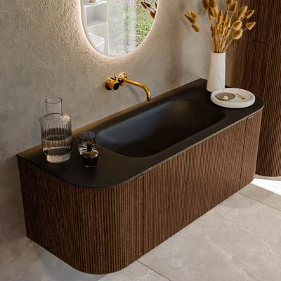 Badmeubel Mondiaz Kurve | 120 cm | Meubelkleur Walnut | Wastafelkleur Urban | Midden spoelbak | Zonder kraangaten