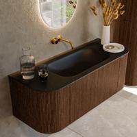 Badmeubel Mondiaz Kurve | 120 cm | Meubelkleur Walnut | Wastafelkleur Urban | Midden spoelbak | Zonder kraangaten