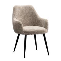 Leen Bakker - Eetkamerstoel Noah - Beige - Polyester - Taupe - 66.5x61x83.5 Cm