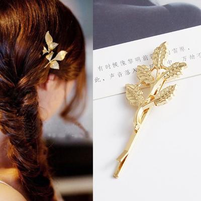 2 PC'S beste cadeau voor vrouwen Hair clip heldere haarspeld eenvoudige haar styling accessoires (gouden vijf bladeren)