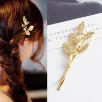 2 PC'S beste cadeau voor vrouwen Hair clip heldere haarspeld eenvoudige haar styling accessoires (gouden vijf bladeren)