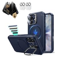 iPhone 17 Bundle Cyber Tough Magnetic Case (Stash Stand) and Armorite Pro Privacy Screen Protector - Navy Blue
