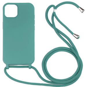 iPhone 15 Plus hoesje - Backcover - Koord - Softcase - Flexibel - TPU - Mintgroen