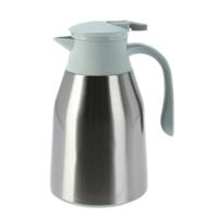 Koffiekan thermoskan - 1L - dubbelwandig - RVS - groen - D14,5 x H26 cm