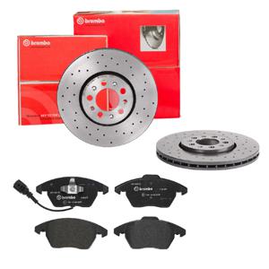 Remmenset, remschijf BREMBO, Remschijftype: Geperforeerd / Geventileerd, Inbouwplaats: Vooras, u.a. für Skoda, Audi, VW, Seat