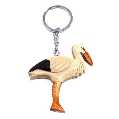 Cornelissen Ooievaar sleutelhangers - 6 cm - hout - Geboorte attenties