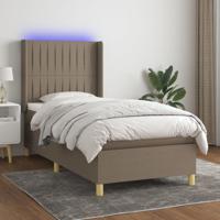 Boxspring met matras en LED stof taupe 90x190 cm