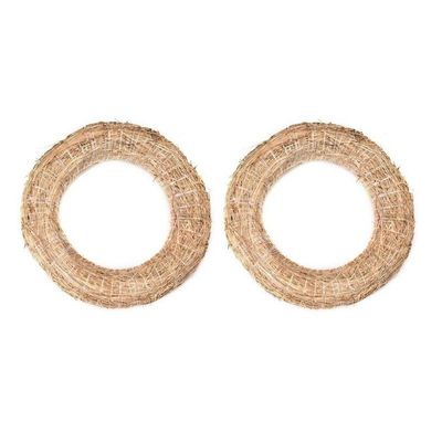 2x Decoratie kransen van stro 40 cm 2x Decoratie kransen van stro 40 cm