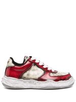 Maison MIHARA YASUHIRO baskets Wayne à effet usé - Rouge