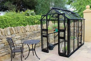 Tuinkas Birdlip 48, zwart, veiligheidsglas 3mm/1 - Royal well