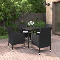 5-delige Tuinset met kussens poly rattan en glas