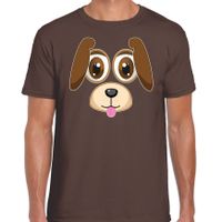 Dieren verkleed t-shirt heren - hond gezicht - carnavalskleding - donkerbruin