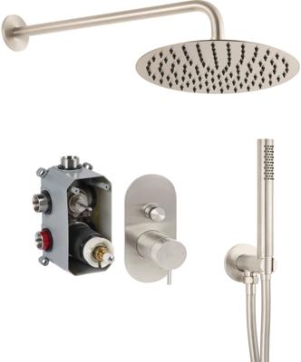 Qisani Flow inbouw regendoucheset Ø25cm rvs geborsteld